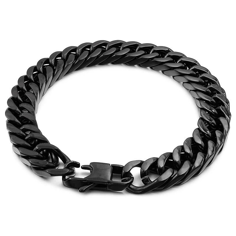 Moorvan Christmas Gift New Stainless Steel Men bracelet Trendy Style,21cm 10mm Bracelet Boys Women Wholesale Jewelry