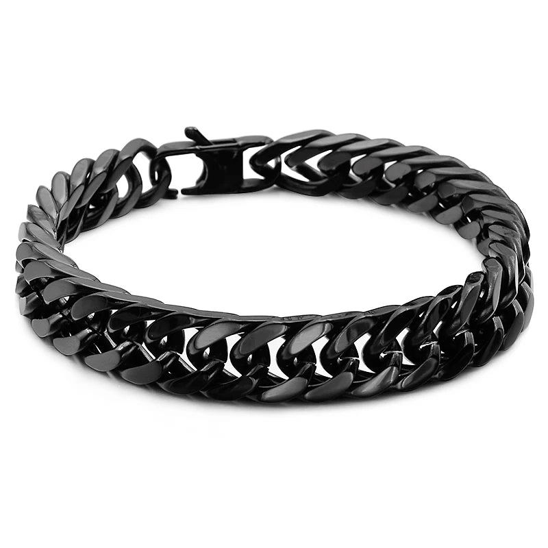 Moorvan Christmas Gift New Stainless Steel Men bracelet Trendy Style,21cm 10mm Bracelet Boys Women Wholesale Jewelry