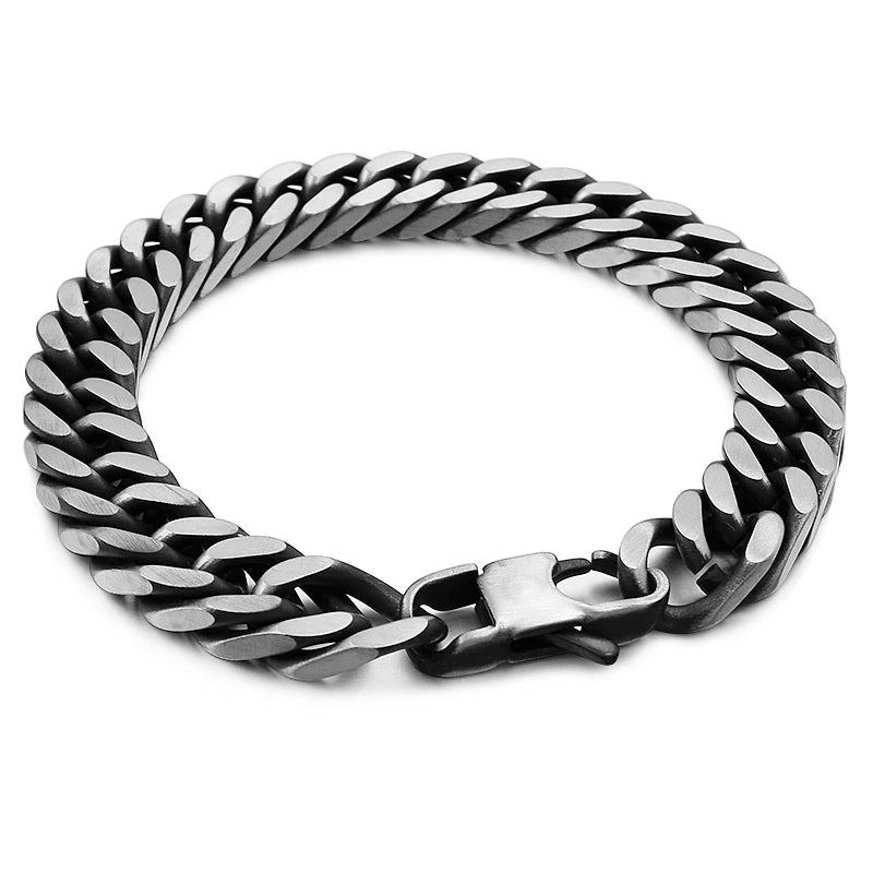 Moorvan Christmas Gift New Stainless Steel Men bracelet Trendy Style,21cm 10mm Bracelet Boys Women Wholesale Jewelry