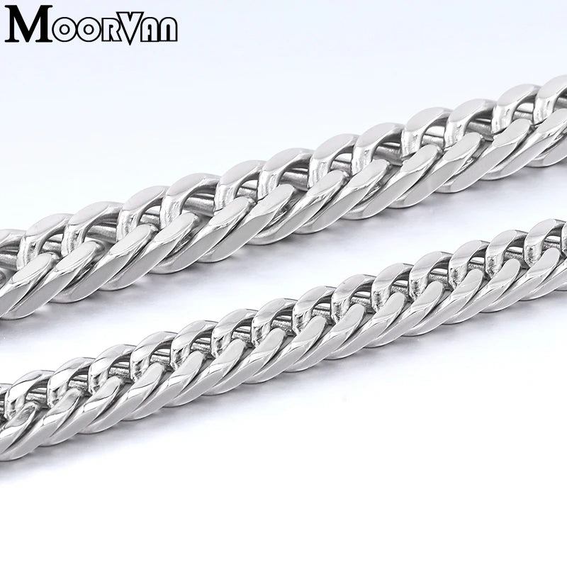 Moorvan Christmas Gift New Stainless Steel Men bracelet Trendy Style,21cm 10mm Bracelet Boys Women Wholesale Jewelry
