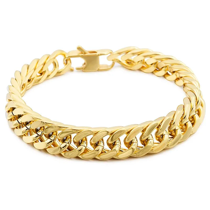 Moorvan Christmas Gift New Stainless Steel Men bracelet Trendy Style,21cm 10mm Bracelet Boys Women Wholesale Jewelry