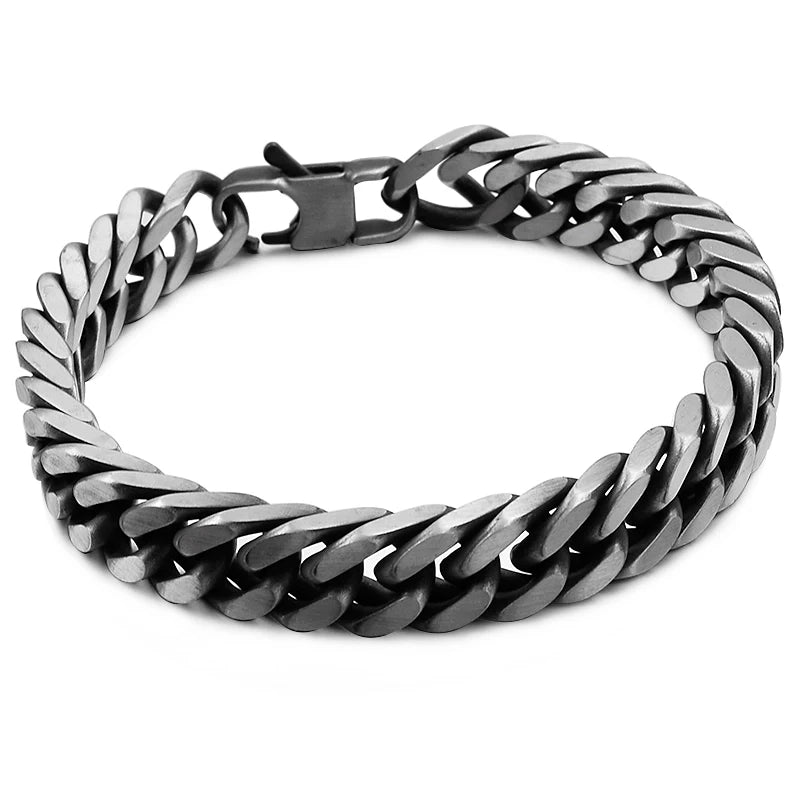 Moorvan Christmas Gift New Stainless Steel Men bracelet Trendy Style,21cm 10mm Bracelet Boys Women Wholesale Jewelry