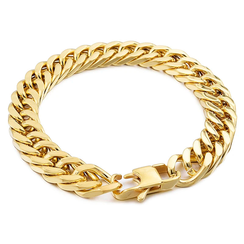 Moorvan Christmas Gift New Stainless Steel Men bracelet Trendy Style,21cm 10mm Bracelet Boys Women Wholesale Jewelry