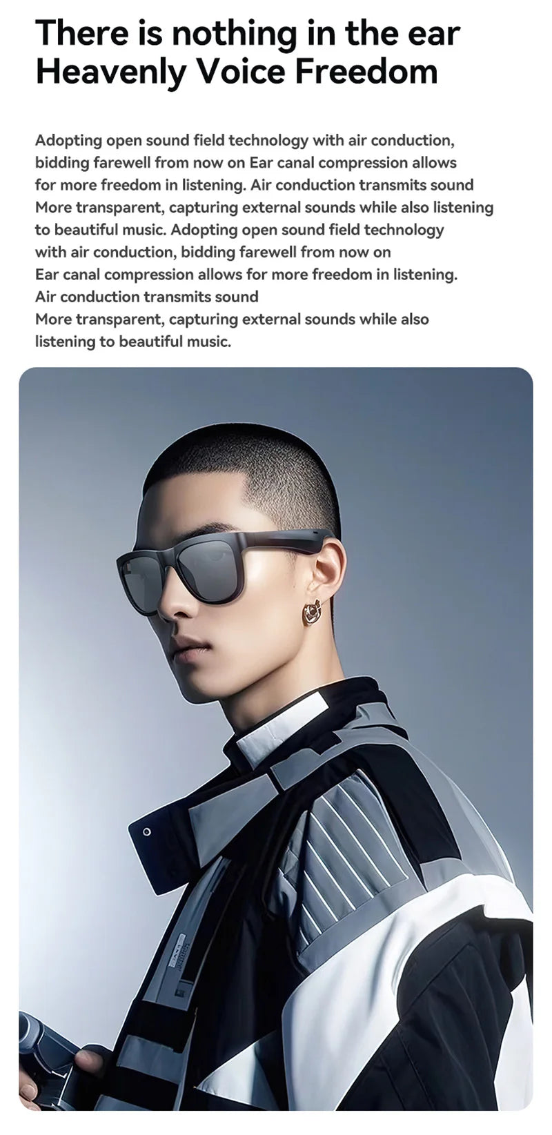 Wireless Smart Sunglasses Anti Blue Light & AI Translator Bluetooth 6.0 Glasses For Music Calls Open Audio Design Lightweight