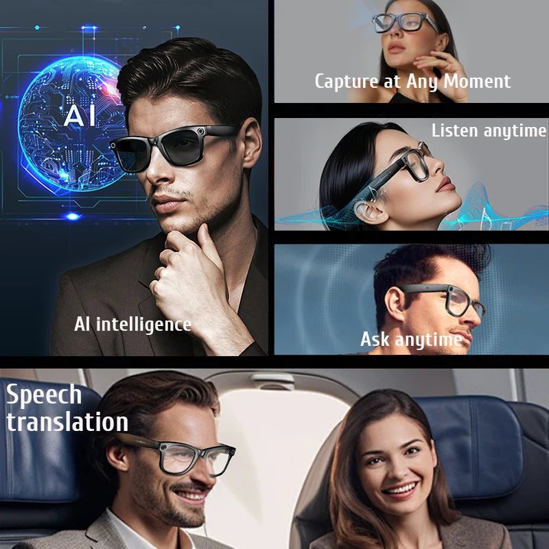 New 800w Pixel Smart Glasses With AI Camera Micro Camera Photography Video Recording Voice Call Translation Gradient Sunglasses