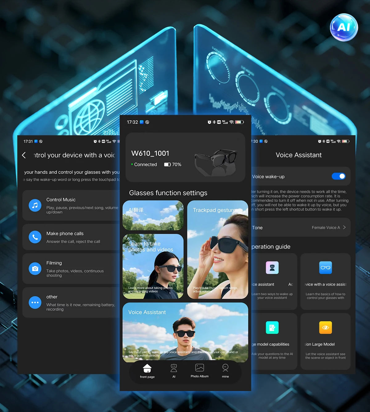 New 800w Pixel Smart Glasses With AI Camera Micro Camera Photography Video Recording Voice Call Translation Gradient Sunglasses