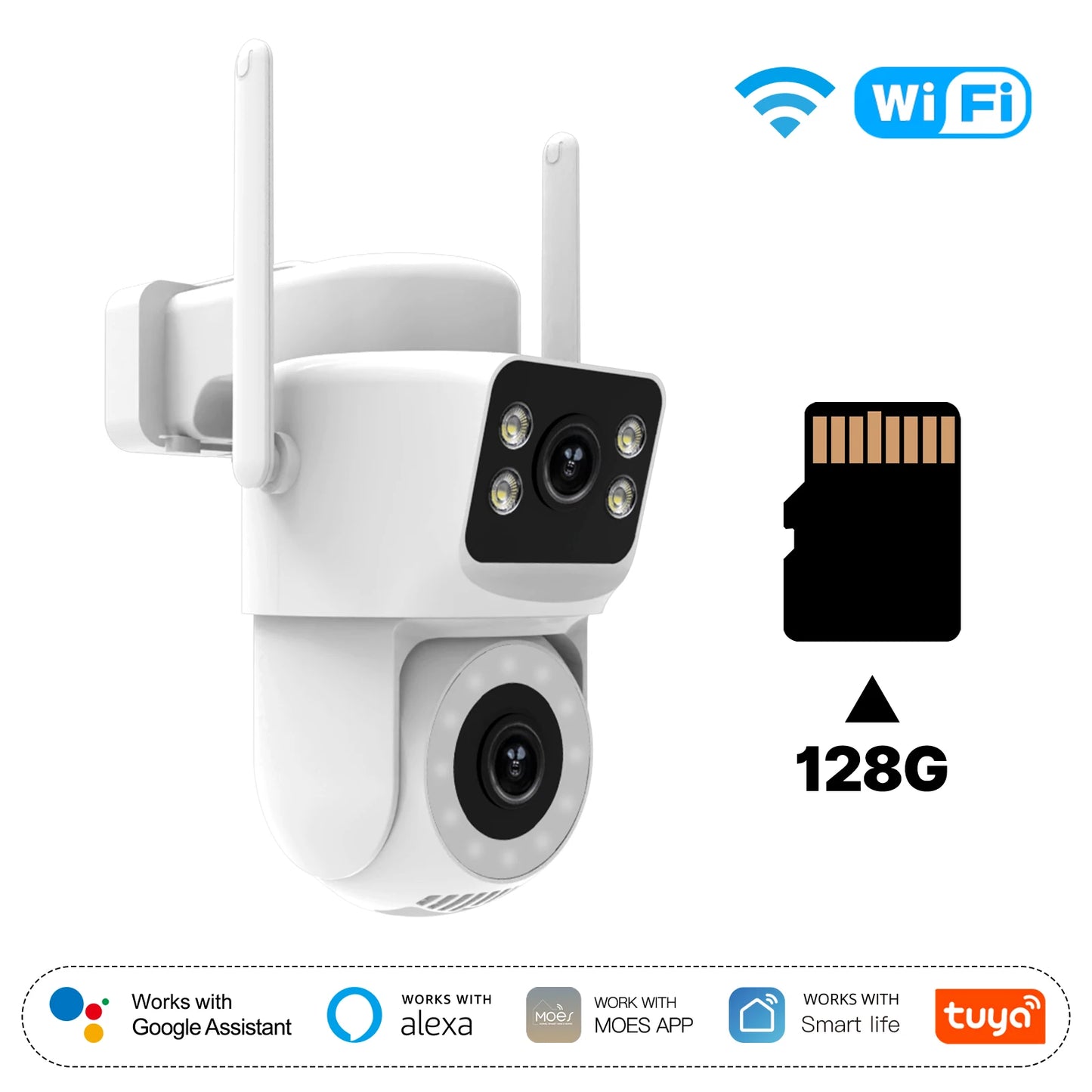 Moes Tuya Smart WiFi Outdoor Security Camera 4MP Dual Screen 2.4G/5G IP65 Waterproof Motion Detection Auto Track Two-Way Audio