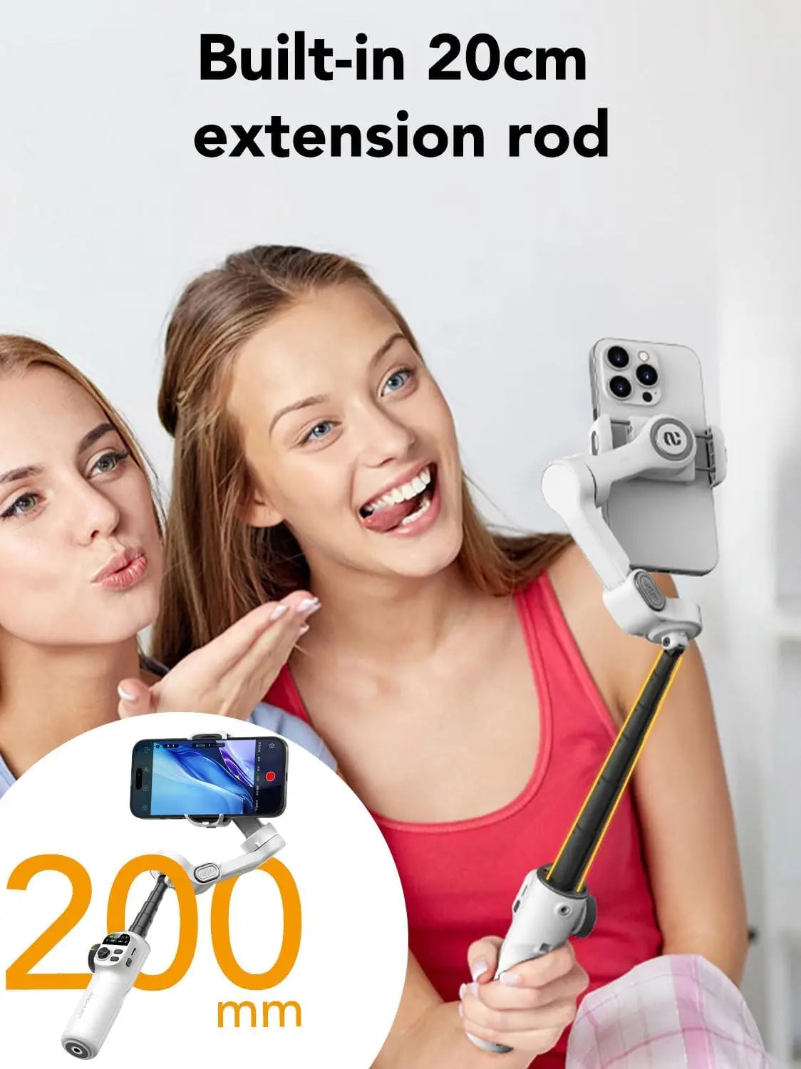 AOCHUAN Smart X2 Handheld Gimbal 3 Axis Stabilizer Built-in 20cm Extension Rod LED Display Phone Holder For iPhone Smartphone