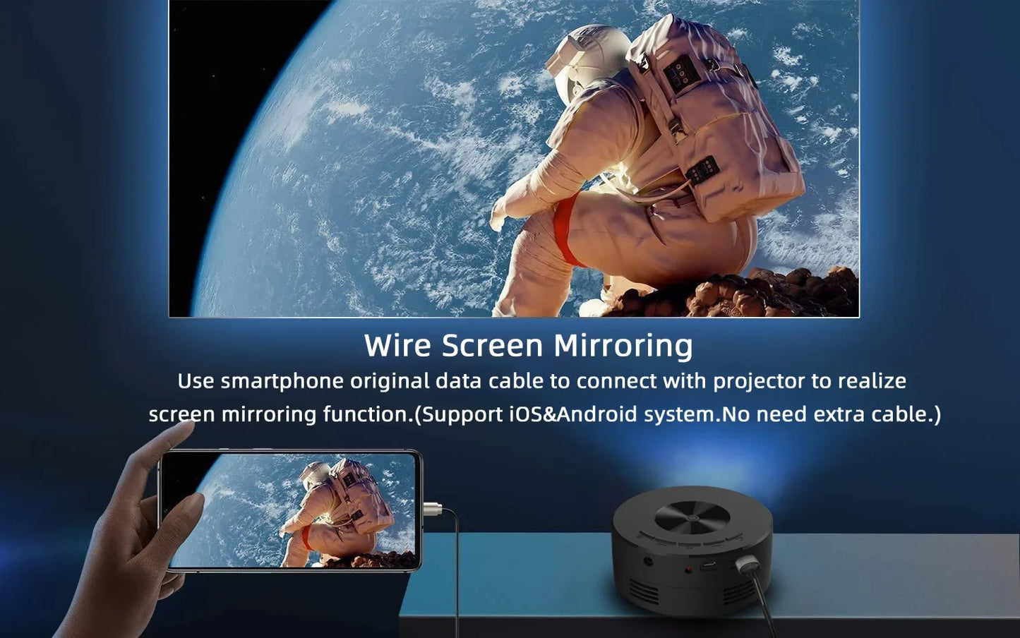Xiaomi New Mini Mobile Projector Home Use Palm Size Remote Projector IOS Android System Wire Screen Mirroring Projector