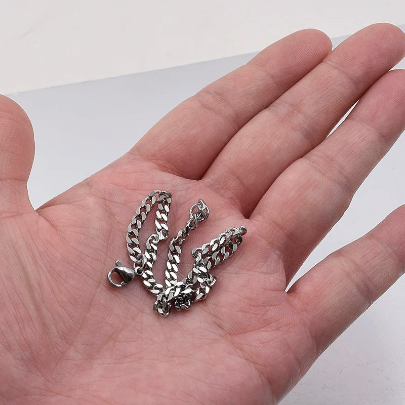 Moorvan Christmas Gift New Stainless Steel Men bracelet Trendy Style,21cm 10mm Bracelet Boys Women Wholesale Jewelry