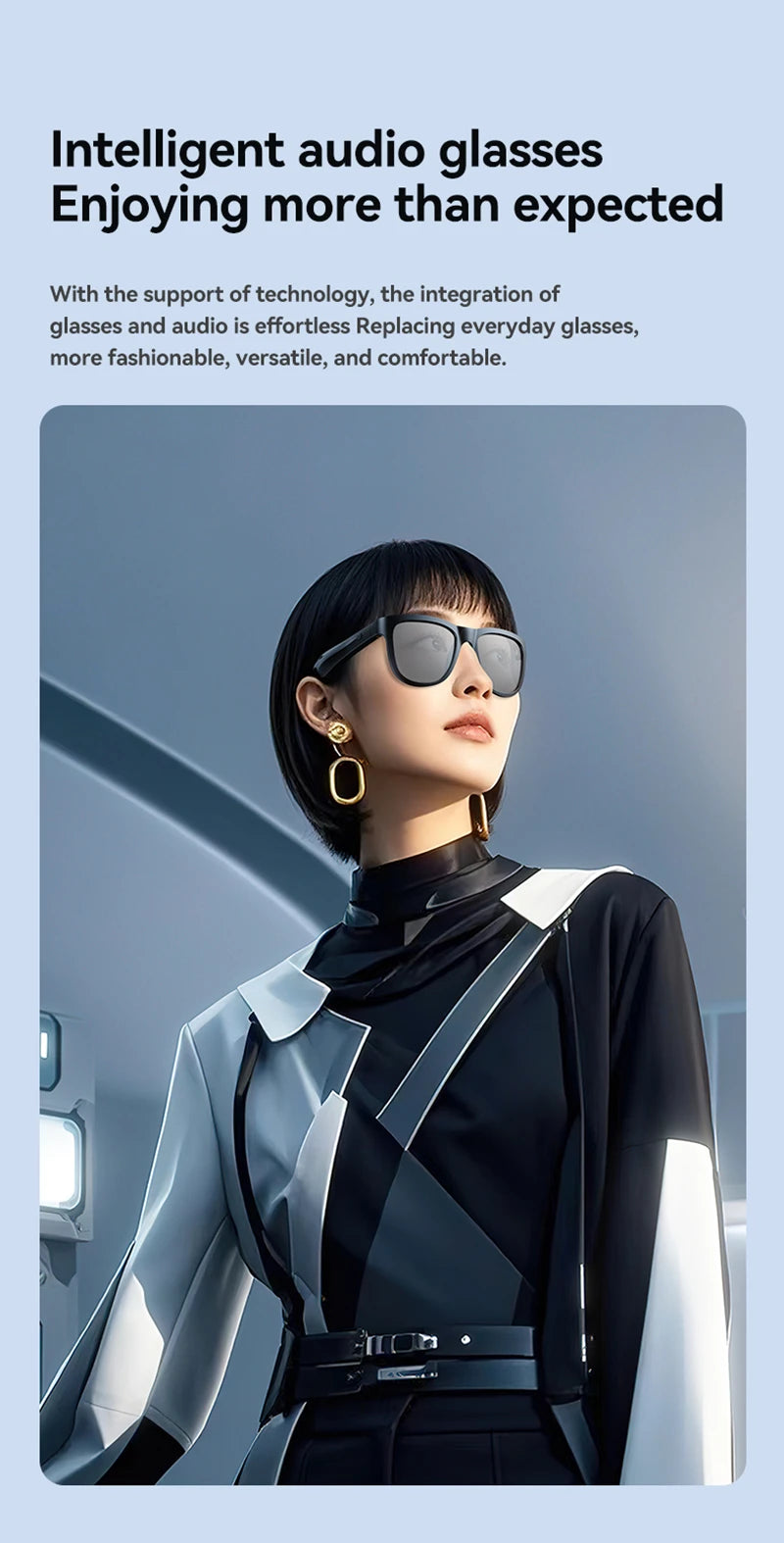 Wireless Smart Sunglasses Anti Blue Light & AI Translator Bluetooth 6.0 Glasses For Music Calls Open Audio Design Lightweight