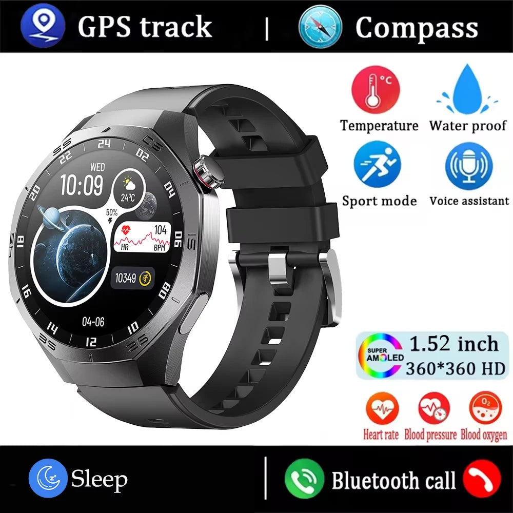 New Original GT5 Pro Smart Watch Men HD AMOLED Screen GPS Motion Trajectory Heart Rate Bluetooth Call 1.52" SmartWatch IP68+box