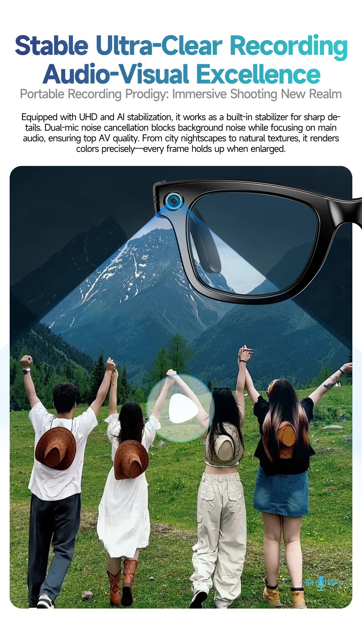 New 800w Pixel Smart Glasses With AI Camera Micro Camera Photography Video Recording Voice Call Translation Gradient Sunglasses