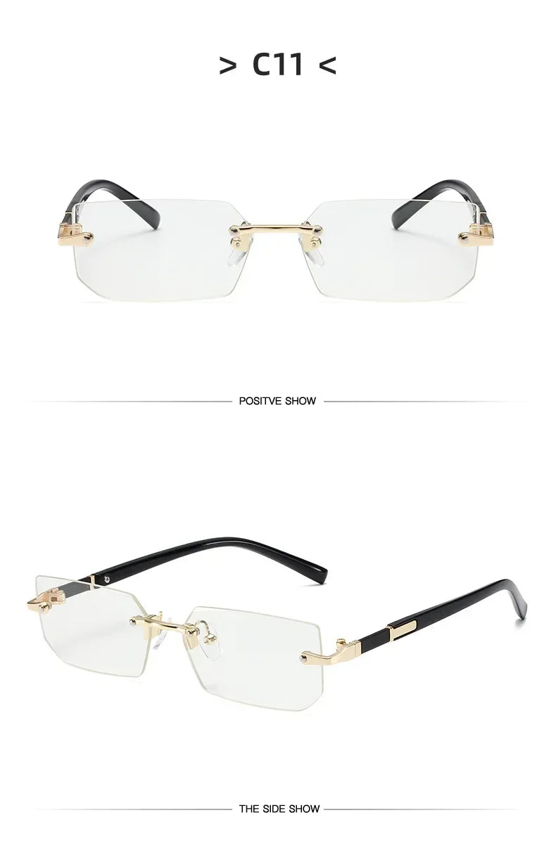 Fashion High Definition Sunglasses Men Ladies Blue Light Blocking Eye Protection Eyewear Rimless Square Frame Eyeglasses Goggle