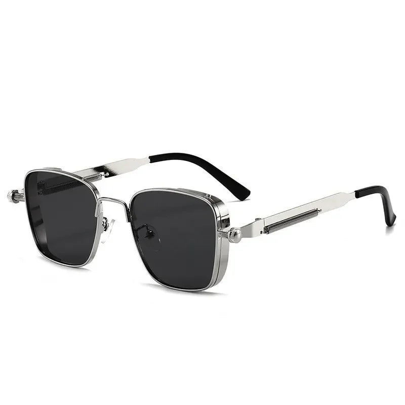 New Sunglasses Men Driving Sunglasses Retro Spring Leg Driving Outdoor Sports Metal Rectangular Decorative Glasses Women Uv400