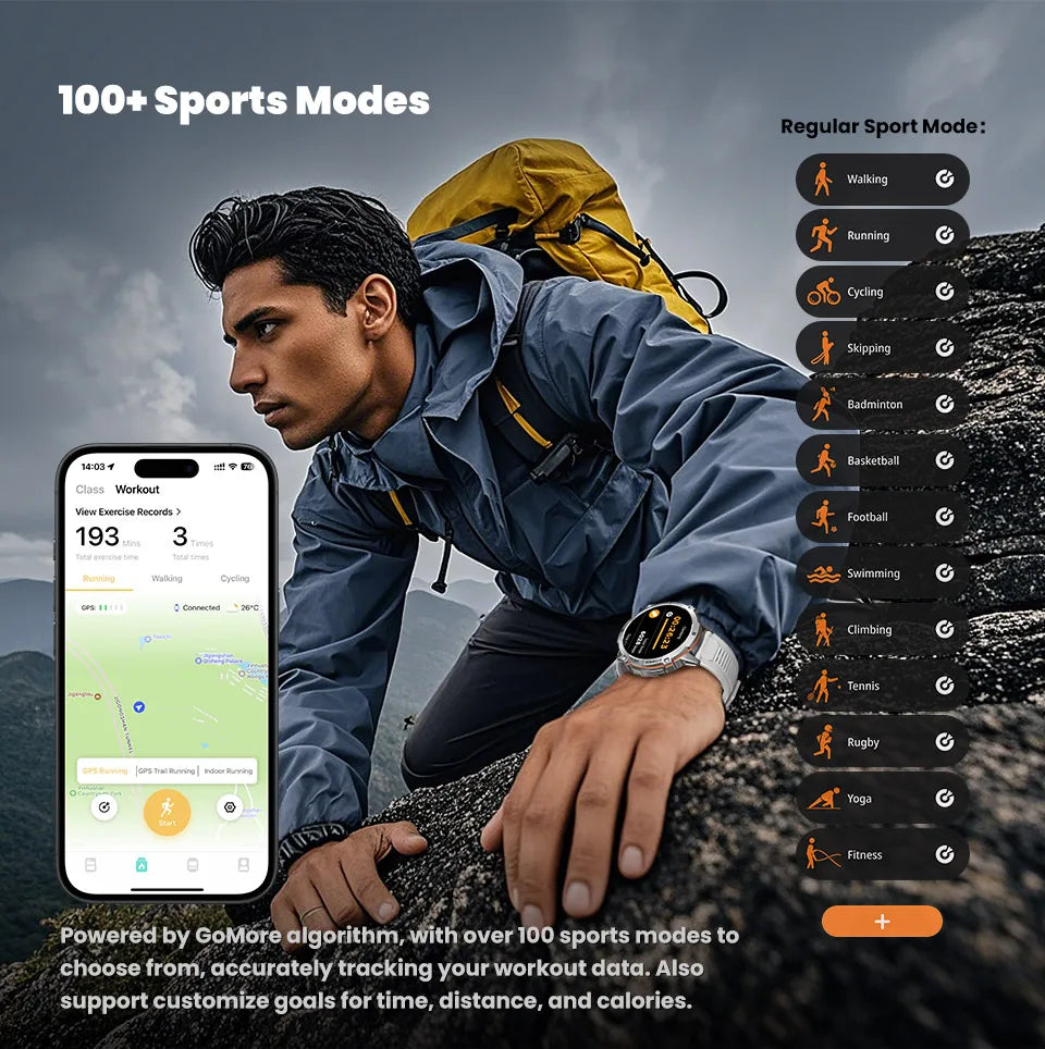 For XIAOMI 1000MAH endurance Sport Smart Watch Men 1.73-inch HD Screen GPS tracker Compass Bluetooth Call Waterproof Smart Watch