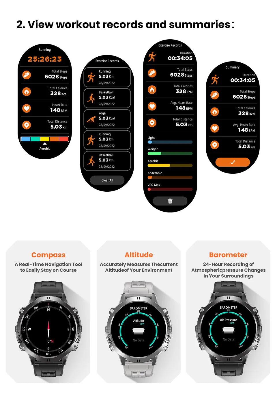 For XIAOMI 1000MAH endurance Sport Smart Watch Men 1.73-inch HD Screen GPS tracker Compass Bluetooth Call Waterproof Smart Watch