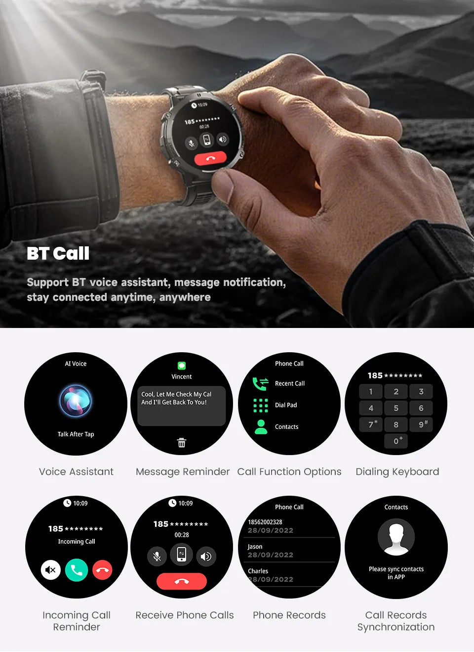 For XIAOMI 1000MAH endurance Sport Smart Watch Men 1.73-inch HD Screen GPS tracker Compass Bluetooth Call Waterproof Smart Watch