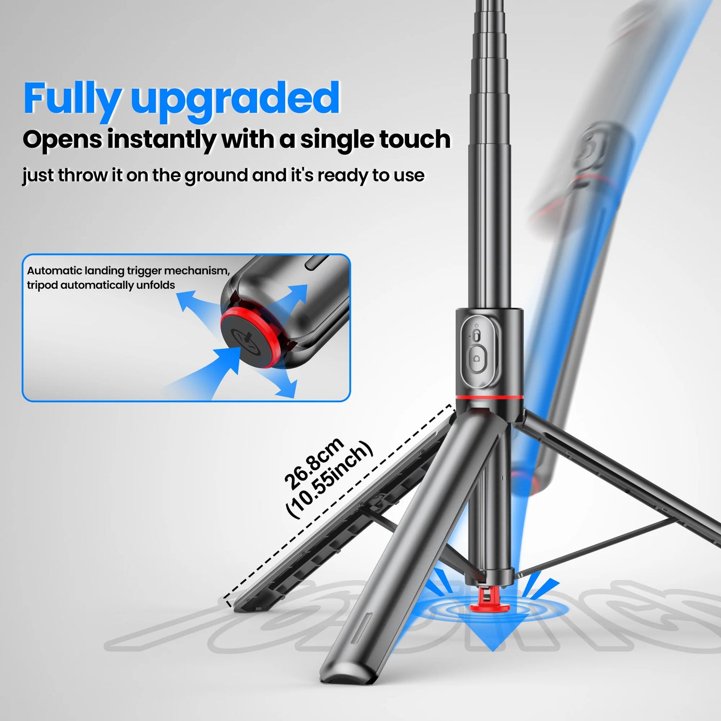 TT01 Portable 70 Inch All-in-one Auto Pop Open Tripod Bluetooth Remote Tripod Bounce Selfie Stick Phone Holder for Vlog/Video