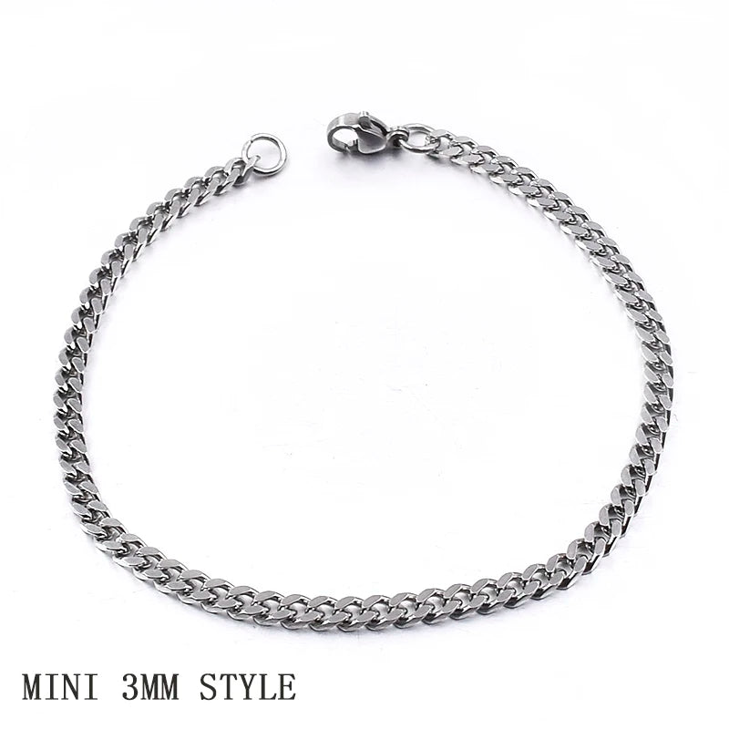 Moorvan Christmas Gift New Stainless Steel Men bracelet Trendy Style,21cm 10mm Bracelet Boys Women Wholesale Jewelry