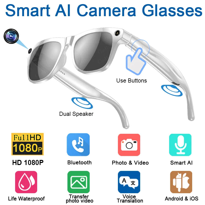 Xiaomi 1080P HD AI Smart Glasses Chat GPT 100MP Camera Bluetooth Call 260mAh Battery Voice Assistant Control Smart Glasses Hot