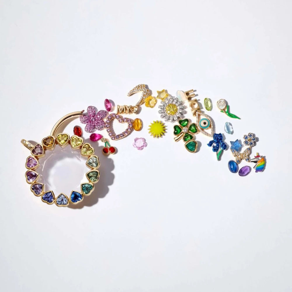 Simple and trendy small pendant heart-shaped zircon gemstone small flower sun dog claw goldfish charms for jewelry