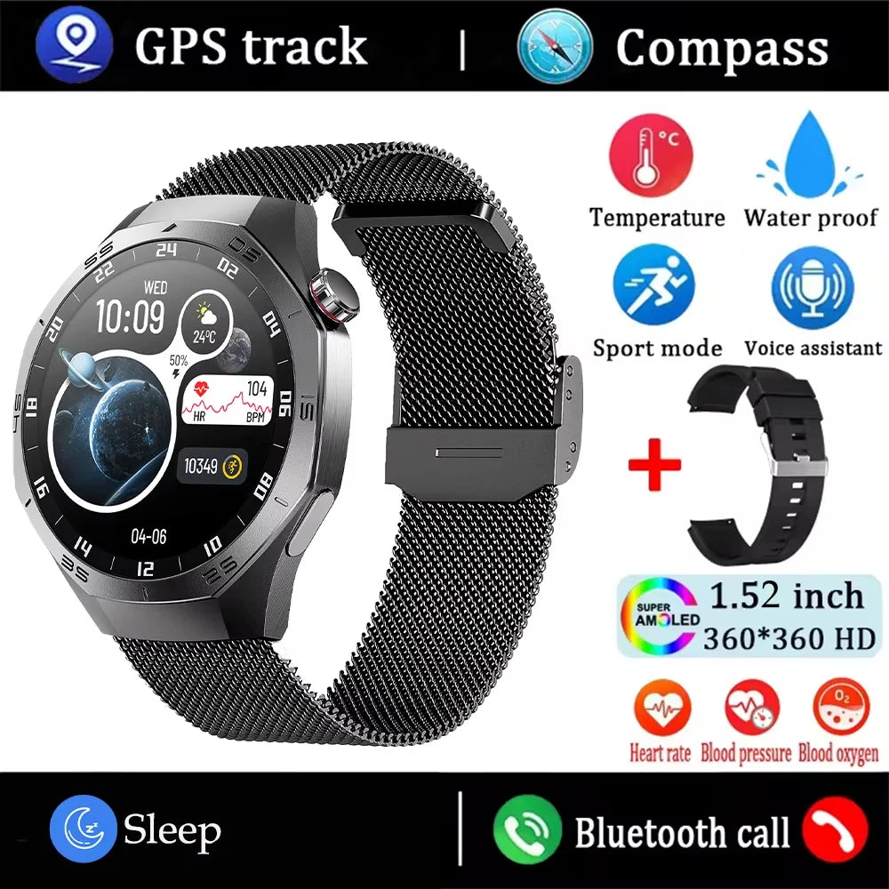 New Original GT5 Pro Smart Watch Men HD AMOLED Screen GPS Motion Trajectory Heart Rate Bluetooth Call 1.52" SmartWatch IP68+box