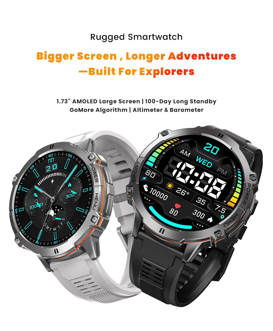 For XIAOMI 1000MAH endurance Sport Smart Watch Men 1.73-inch HD Screen GPS tracker Compass Bluetooth Call Waterproof Smart Watch