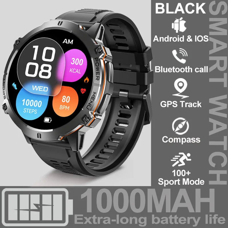 For XIAOMI 1000MAH endurance Sport Smart Watch Men 1.73-inch HD Screen GPS tracker Compass Bluetooth Call Waterproof Smart Watch