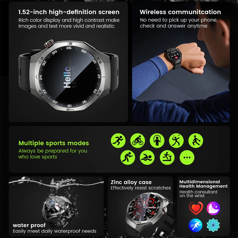 New Original GT5 Pro Smart Watch Men HD AMOLED Screen GPS Motion Trajectory Heart Rate Bluetooth Call 1.52" SmartWatch IP68+box