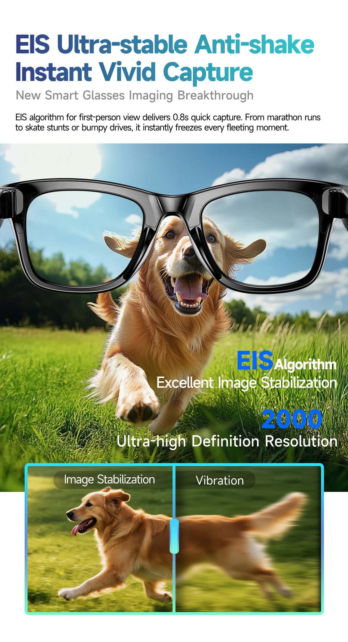 New 800w Pixel Smart Glasses With AI Camera Micro Camera Photography Video Recording Voice Call Translation Gradient Sunglasses