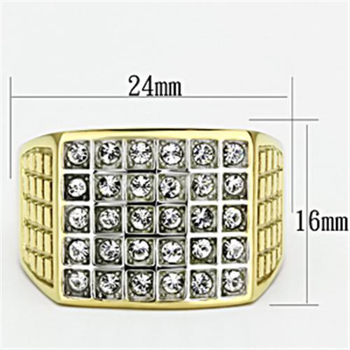 TK734 - Two-Tone IP Gold (Ion Plating) Stainless Steel Ring with Top Grade Crystal in Clear-1