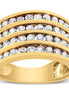 10K Yellow Gold Plated .925 Sterling Silver 1 1/2 Cttw Diamond 4 Row Channel Band Ring (Champagne Color, I2-I3 Clarity)-0