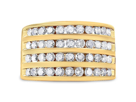 10K Yellow Gold Plated .925 Sterling Silver 1 1/2 Cttw Diamond 4 Row Channel Band Ring (Champagne Color, I2 - I3 Clarity) - Simply Just Deals LLC10K Yellow Gold Plated .925 Sterling Silver 1 1/2 Cttw Diamond 4 Row Channel Band Ring (Champagne Color, I2 - I3 Clarity)Rings/Fashion/Band020141R600610K Yellow Gold Plated .925 Sterling Silver 1 1/2 Cttw Diamond 4 Row Channel Band Ring (Champagne Color, I2 - I3 Clarity) - 1