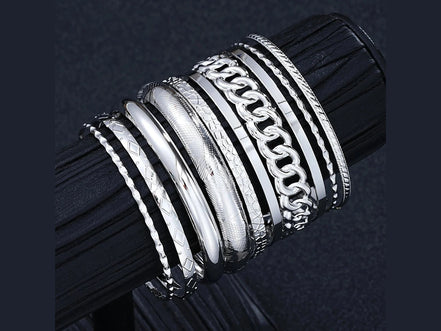 10pcs/set Punk Metal Bangles Set For Women Heavy Vintage Styles Hip hop Textured Bracelets Fashion Jewelry Accessories 2025 New - Simply Just Deals LLC10pcs/set Punk Metal Bangles Set For Women Heavy Vintage Styles Hip hop Textured Bracelets Fashion Jewelry Accessories 2025 New200001034:361181AYA5985001AYA598500110pcs/set Punk Metal Bangles Set For Women Heavy Vintage Styles Hip hop Textured Bracelets Fashion Jewelry Accessories 2025 New