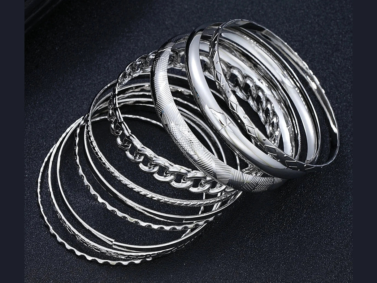 10pcs/set Punk Metal Bangles Set For Women Heavy Vintage Styles Hip hop Textured Bracelets Fashion Jewelry Accessories 2025 New - Simply Just Deals LLC10pcs/set Punk Metal Bangles Set For Women Heavy Vintage Styles Hip hop Textured Bracelets Fashion Jewelry Accessories 2025 New200001034:361181AYA5985001AYA598500110pcs/set Punk Metal Bangles Set For Women Heavy Vintage Styles Hip hop Textured Bracelets Fashion Jewelry Accessories 2025 New