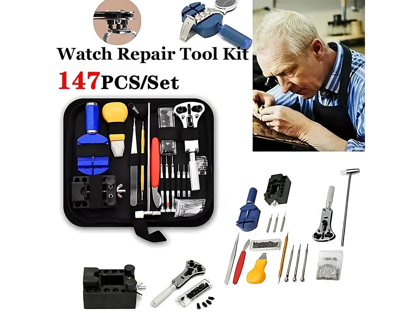 147PCS Watchmaker Watch Repair Repairing Tools Kit Case RemoverOpener Bar Set Watch Spring Pin Bars and Back Case Opener Screw - Simply Just Deals LLC147PCS Watchmaker Watch Repair Repairing Tools Kit Case RemoverOpener Bar Set Watch Spring Pin Bars and Back Case Opener Screw14193147PCS147PCS147PCS Watchmaker Watch Repair Repairing Tools Kit Case RemoverOpener Bar Set Watch Spring Pin Bars and Back Case Opener Screw