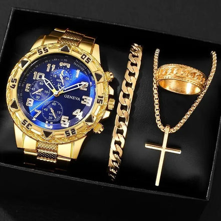 1/4pcs Luxury Business Men Quartz Wristwatch Alloy Case Round Dial Business Watch Fashion Jewelry Set Everyday Accessories - Simply Just Deals LLC1/4pcs Luxury Business Men Quartz Wristwatch Alloy Case Round Dial Business Watch Fashion Jewelry Set Everyday Accessories14:2000000804pcs Gold Blue14pcs Gold Blue11/4pcs Luxury Business Men Quartz Wristwatch Alloy Case Round Dial Business Watch Fashion Jewelry Set Everyday Accessories