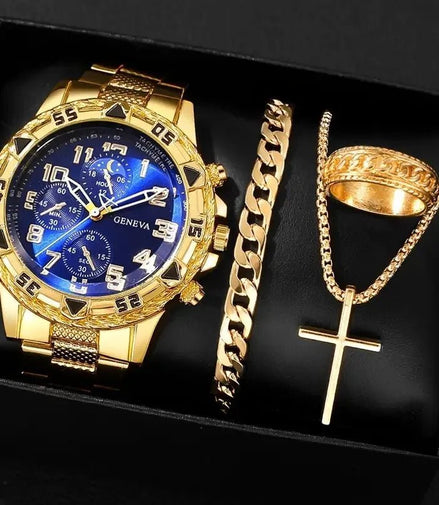 1/4pcs Luxury Business Men Quartz Wristwatch Alloy Case Round Dial Business Watch Fashion Jewelry Set Everyday Accessories - Simply Just Deals LLC1/4pcs Luxury Business Men Quartz Wristwatch Alloy Case Round Dial Business Watch Fashion Jewelry Set Everyday Accessories14:2000000804pcs Gold Blue14pcs Gold Blue11/4pcs Luxury Business Men Quartz Wristwatch Alloy Case Round Dial Business Watch Fashion Jewelry Set Everyday Accessories