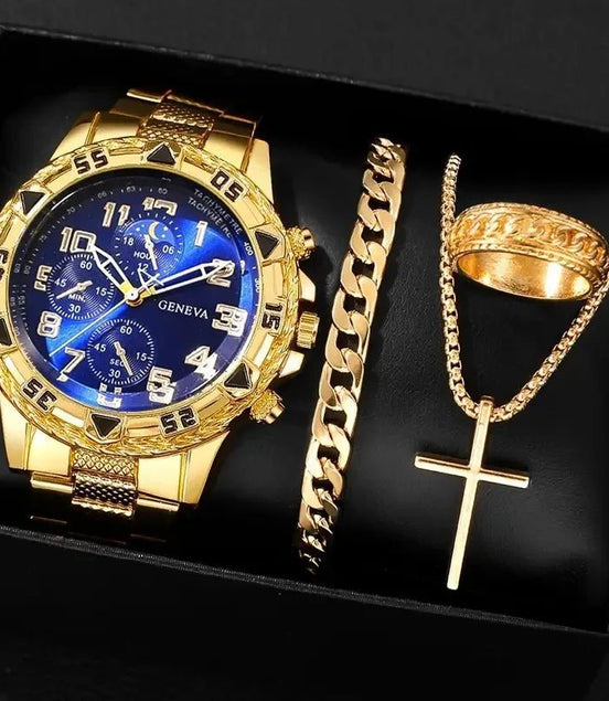 1/4pcs Luxury Business Men Quartz Wristwatch Alloy Case Round Dial Business Watch Fashion Jewelry Set Everyday Accessories - Simply Just Deals LLC1/4pcs Luxury Business Men Quartz Wristwatch Alloy Case Round Dial Business Watch Fashion Jewelry Set Everyday Accessories14:2000000804pcs Gold Blue14pcs Gold Blue11/4pcs Luxury Business Men Quartz Wristwatch Alloy Case Round Dial Business Watch Fashion Jewelry Set Everyday Accessories