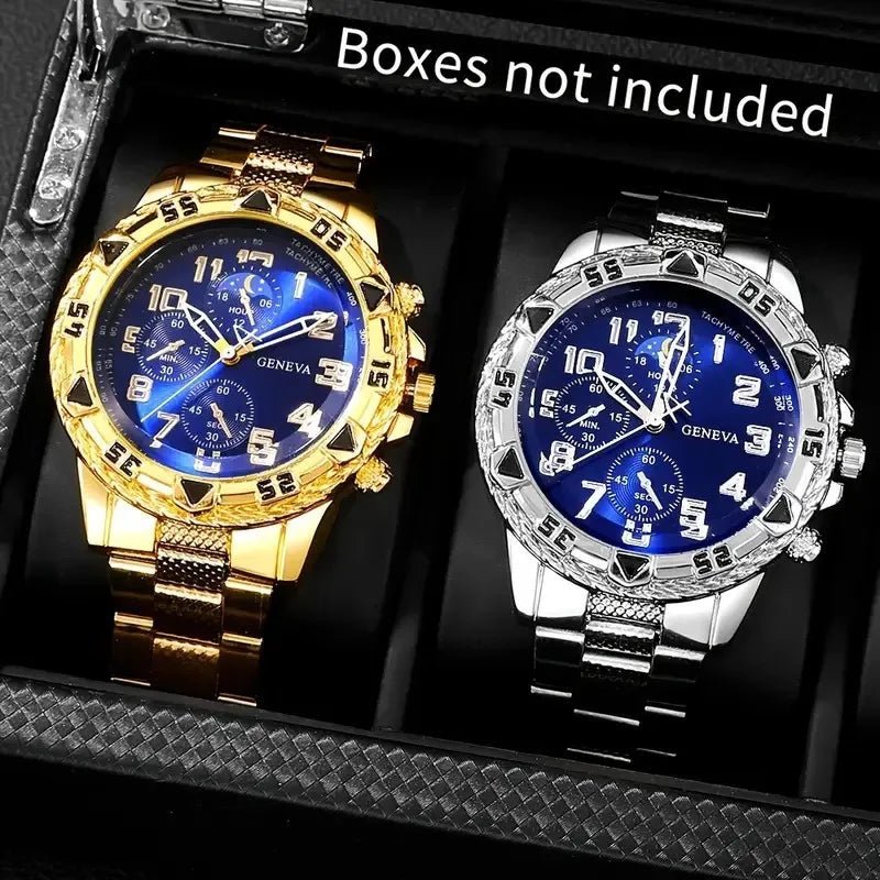 1/4pcs Luxury Business Men Quartz Wristwatch Alloy Case Round Dial Business Watch Fashion Jewelry Set Everyday Accessories - Simply Just Deals LLC1/4pcs Luxury Business Men Quartz Wristwatch Alloy Case Round Dial Business Watch Fashion Jewelry Set Everyday Accessories14:1000059794pcs Silver Blue14pcs Silver Blue11/4pcs Luxury Business Men Quartz Wristwatch Alloy Case Round Dial Business Watch Fashion Jewelry Set Everyday Accessories