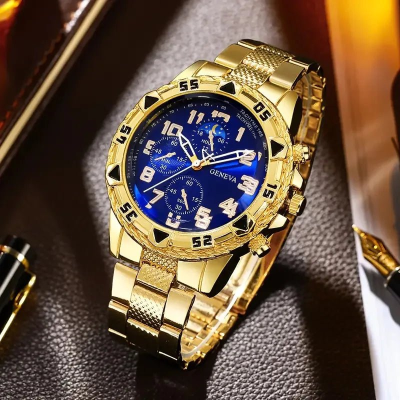1/4pcs Luxury Business Men Quartz Wristwatch Alloy Case Round Dial Business Watch Fashion Jewelry Set Everyday Accessories - Simply Just Deals LLC1/4pcs Luxury Business Men Quartz Wristwatch Alloy Case Round Dial Business Watch Fashion Jewelry Set Everyday Accessories14:1000059794pcs Silver Blue14pcs Silver Blue11/4pcs Luxury Business Men Quartz Wristwatch Alloy Case Round Dial Business Watch Fashion Jewelry Set Everyday Accessories