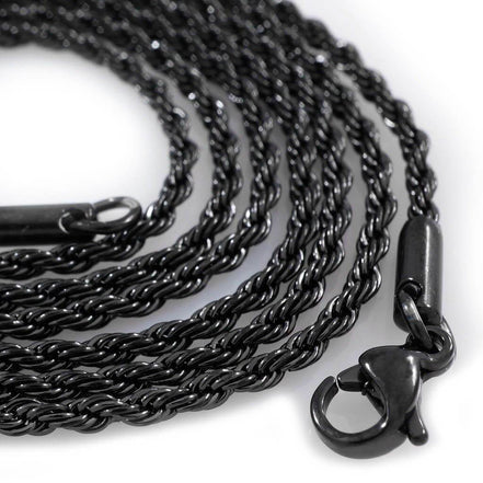 18K BLACK GOLD Plated Gunmetal 2Mm Rope Chain Stainless Steel Link Mens Necklace - Simply Just Deals LLC18K BLACK GOLD Plated Gunmetal 2Mm Rope Chain Stainless Steel Link Mens Necklaceb248c8fa-75d1-403b-8032-610d56f7c1c420 Inches18K BLACK GOLD Plated Gunmetal 2Mm Rope Chain Stainless Steel Link Mens Necklace