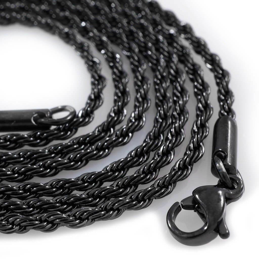 18K BLACK GOLD Plated Gunmetal 2Mm Rope Chain Stainless Steel Link Mens Necklace - Simply Just Deals LLC18K BLACK GOLD Plated Gunmetal 2Mm Rope Chain Stainless Steel Link Mens Necklaceb248c8fa-75d1-403b-8032-610d56f7c1c420 Inches18K BLACK GOLD Plated Gunmetal 2Mm Rope Chain Stainless Steel Link Mens Necklace