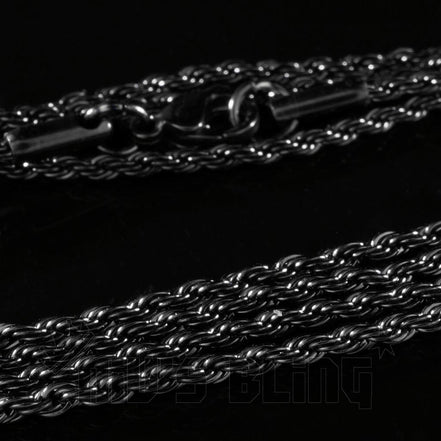 18K BLACK GOLD Plated Gunmetal 2Mm Rope Chain Stainless Steel Link Mens Necklace - Simply Just Deals LLC18K BLACK GOLD Plated Gunmetal 2Mm Rope Chain Stainless Steel Link Mens Necklaceb248c8fa-75d1-403b-8032-610d56f7c1c420 Inches18K BLACK GOLD Plated Gunmetal 2Mm Rope Chain Stainless Steel Link Mens Necklace