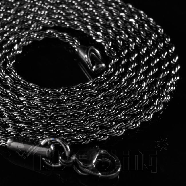 18K BLACK GOLD Plated Gunmetal 2Mm Rope Chain Stainless Steel Link Mens Necklace - Simply Just Deals LLC18K BLACK GOLD Plated Gunmetal 2Mm Rope Chain Stainless Steel Link Mens Necklaceb248c8fa-75d1-403b-8032-610d56f7c1c420 Inches18K BLACK GOLD Plated Gunmetal 2Mm Rope Chain Stainless Steel Link Mens Necklace