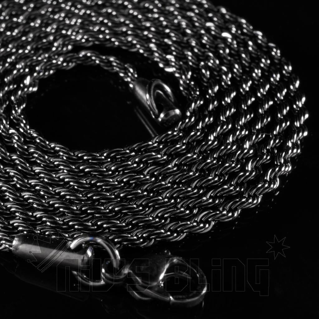 18K BLACK GOLD Plated Gunmetal 2Mm Rope Chain Stainless Steel Link Mens Necklace - Simply Just Deals LLC18K BLACK GOLD Plated Gunmetal 2Mm Rope Chain Stainless Steel Link Mens Necklaceb248c8fa-75d1-403b-8032-610d56f7c1c420 Inches18K BLACK GOLD Plated Gunmetal 2Mm Rope Chain Stainless Steel Link Mens Necklace