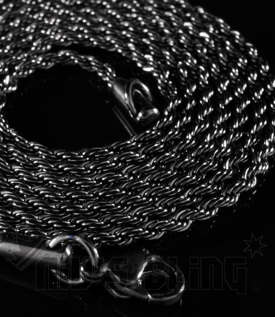 18K BLACK GOLD Plated Gunmetal 2Mm Rope Chain Stainless Steel Link Mens Necklace - Simply Just Deals LLC18K BLACK GOLD Plated Gunmetal 2Mm Rope Chain Stainless Steel Link Mens Necklaceb248c8fa-75d1-403b-8032-610d56f7c1c420 Inches18K BLACK GOLD Plated Gunmetal 2Mm Rope Chain Stainless Steel Link Mens Necklace