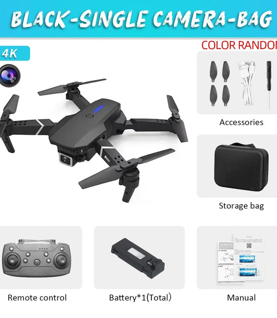 2023 E88 Pro WIFI FPV Drone Wide Angle HD 4K Camera Quadcopter Height Hold RC Foldable Dron Toys Gift - Simply Just Deals LLC2023 E88 Pro WIFI FPV Drone Wide Angle HD 4K Camera Quadcopter Height Hold RC Foldable Dron Toys Gift14173Black - SingleC - 1BBlack - Single C - 1B2023 E88 Pro WIFI FPV Drone Wide Angle HD 4K Camera Quadcopter Height Hold RC Foldable Dron Toys Gift