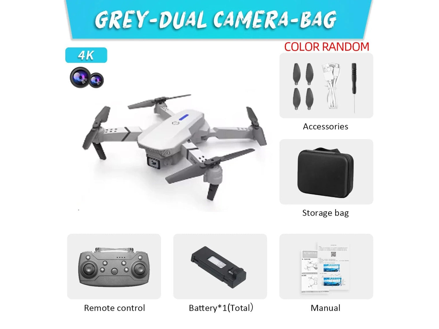 2023 E88 Pro WIFI FPV Drone Wide Angle HD 4K Camera Quadcopter Height Hold RC Foldable Dron Toys Gift - Simply Just Deals LLC2023 E88 Pro WIFI FPV Drone Wide Angle HD 4K Camera Quadcopter Height Hold RC Foldable Dron Toys Gift14193Grey - DualC - 1BGrey - Dual C - 1B2023 E88 Pro WIFI FPV Drone Wide Angle HD 4K Camera Quadcopter Height Hold RC Foldable Dron Toys Gift
